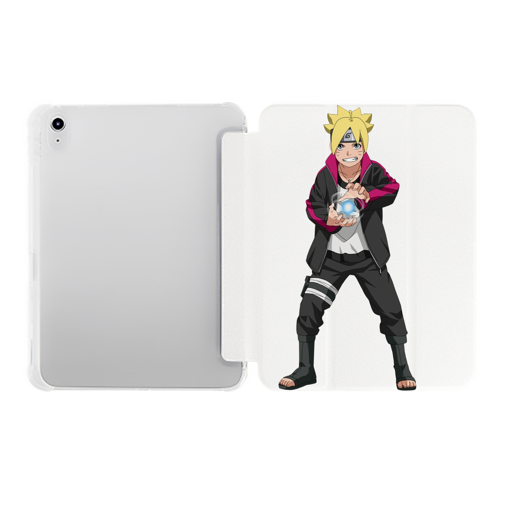（画像用） NARUTO -ナルト- うずまき ボルト Uzumaki Boruto IPad ケース ペン収納付き 三つ折りスタンド PUレザー×シリコン 対応機種9.5/10.5/10.9インチ